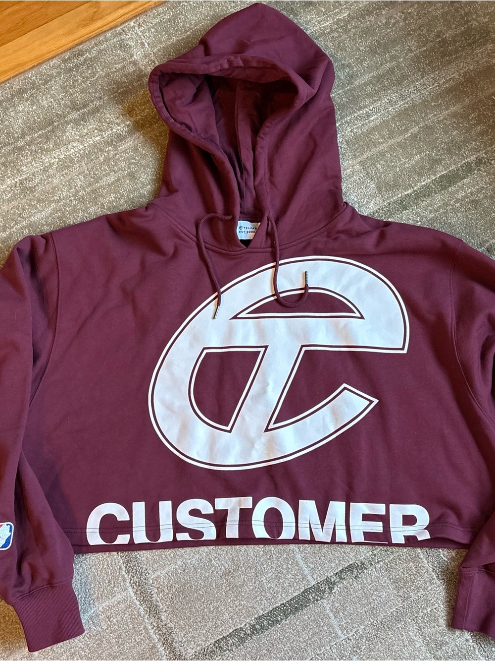 Telfar Crop Hoodie - Oxblood Maroon